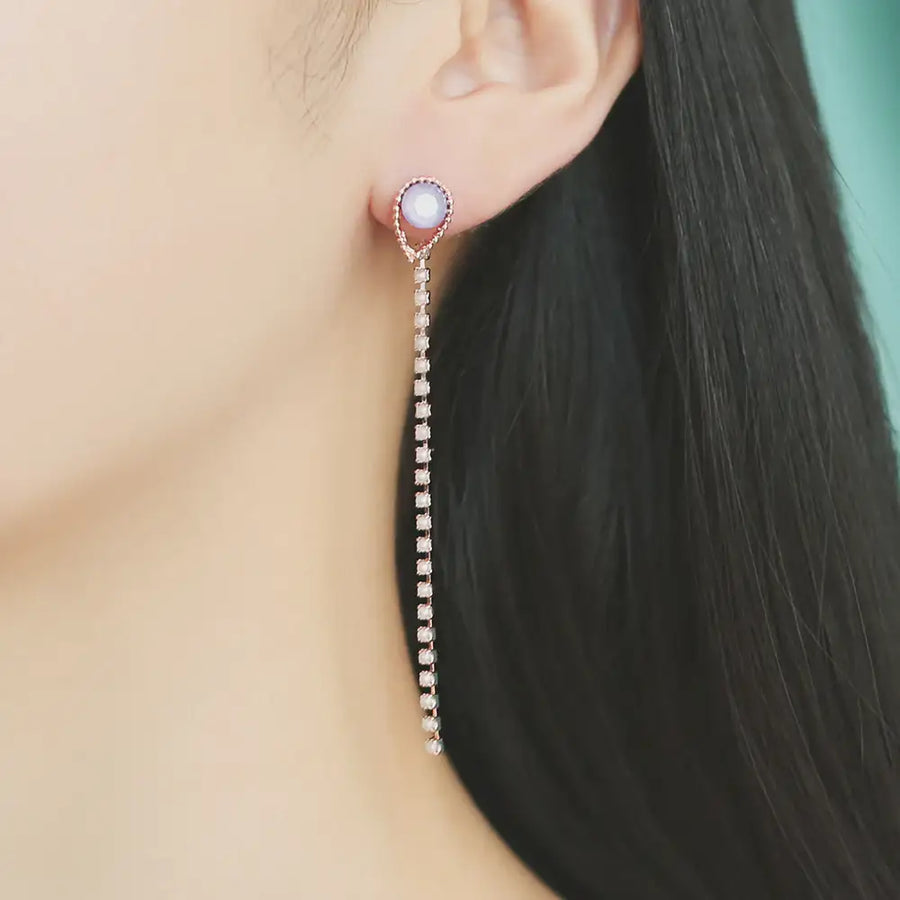 OST - Violet Long Cubic Rose Gold Earrings - OST - Jewelry - Harumio
