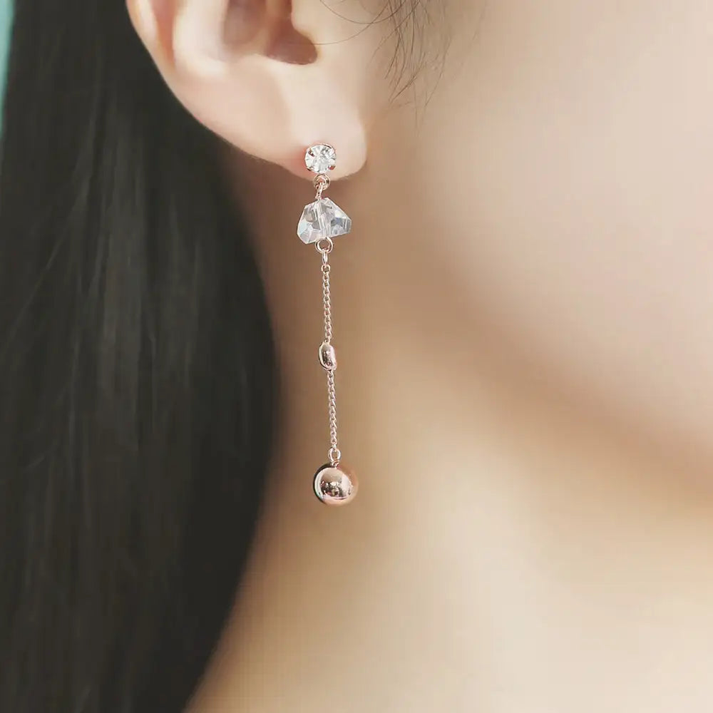 OST - Transparent Triangle Cubic Unbalance Rose Gold Earrings - OST - Jewelry - Harumio