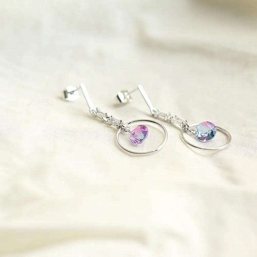 OST - Bright Violet Cubic Chain Silver Earrings - OST - Jewelry - Harumio