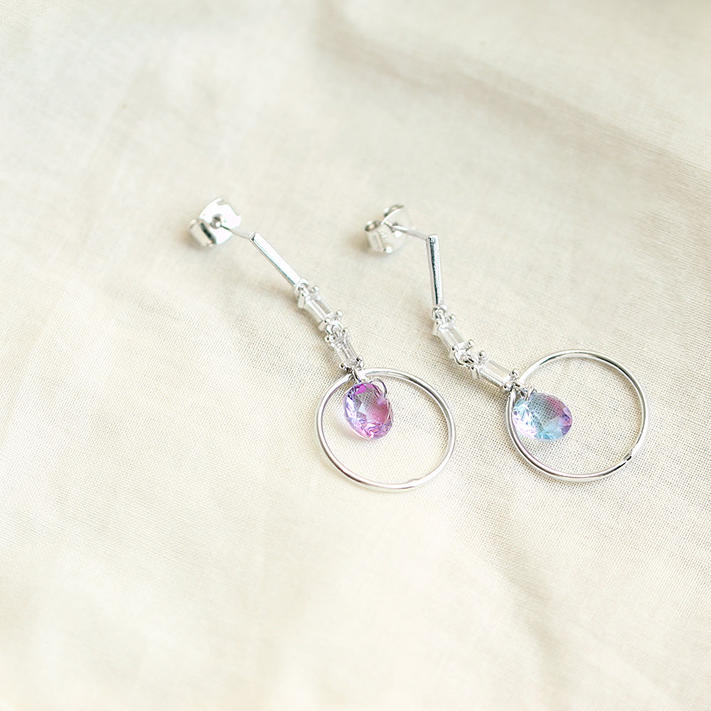 OST - Bright Violet Cubic Chain Silver Earrings