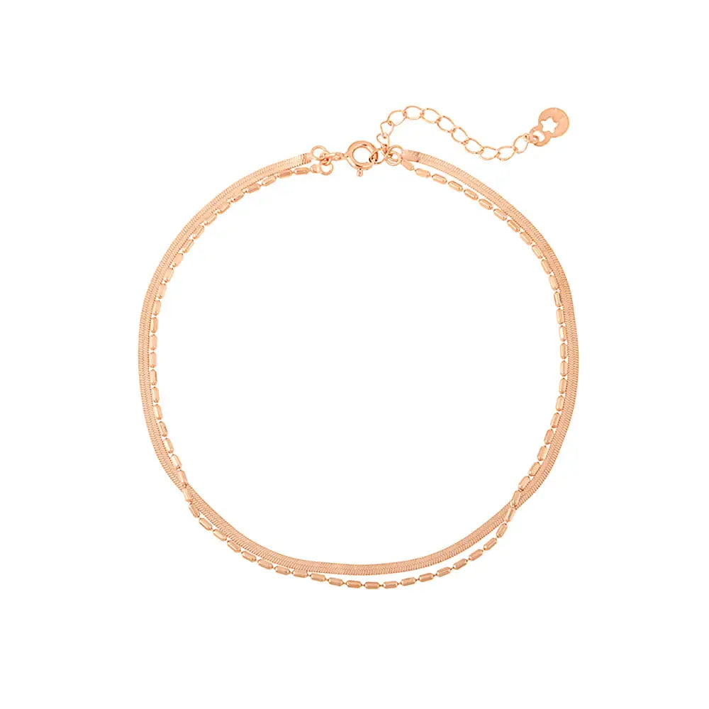 OST - Slim Basic Double Chain Rose Gold Anklet - OST - Jewelry - Harumio