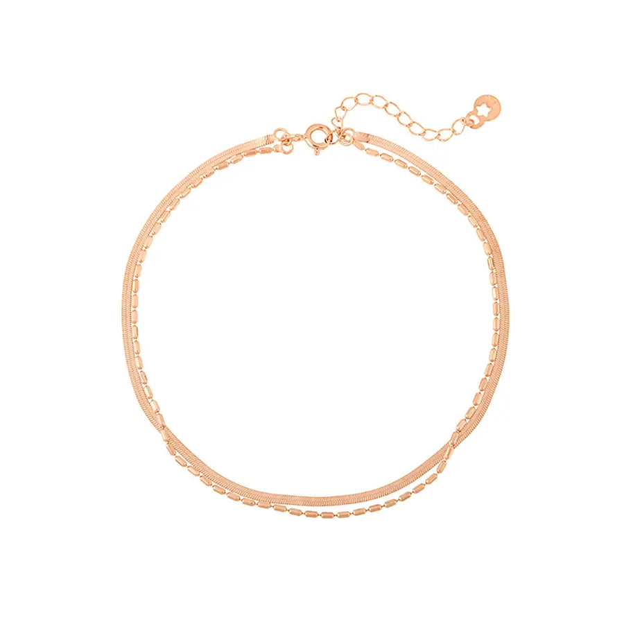 OST - Slim Basic Double Chain Rose Gold Anklet - OST - Jewelry - Harumio