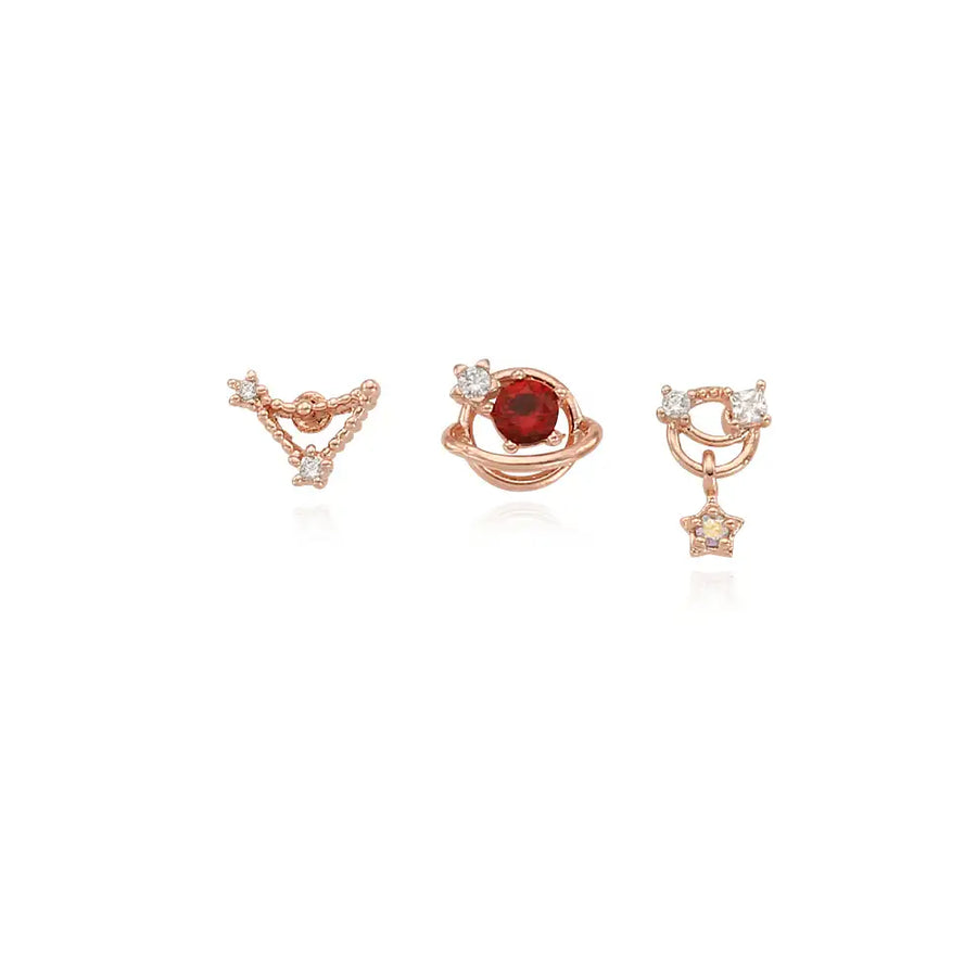 OST - January Garnet Rose Gold Ear Piercing Set - OST - Jewelry - Harumio