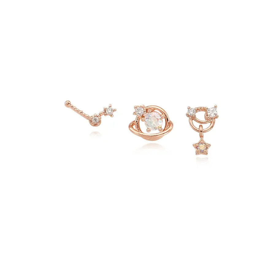 OST - April Diamond Rose Gold Ear Piercing Set - OST - Jewelry - Harumio