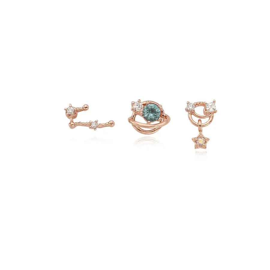 OST - May Emerald Rose Gold Ear Piercing Set - OST - Jewelry - Harumio