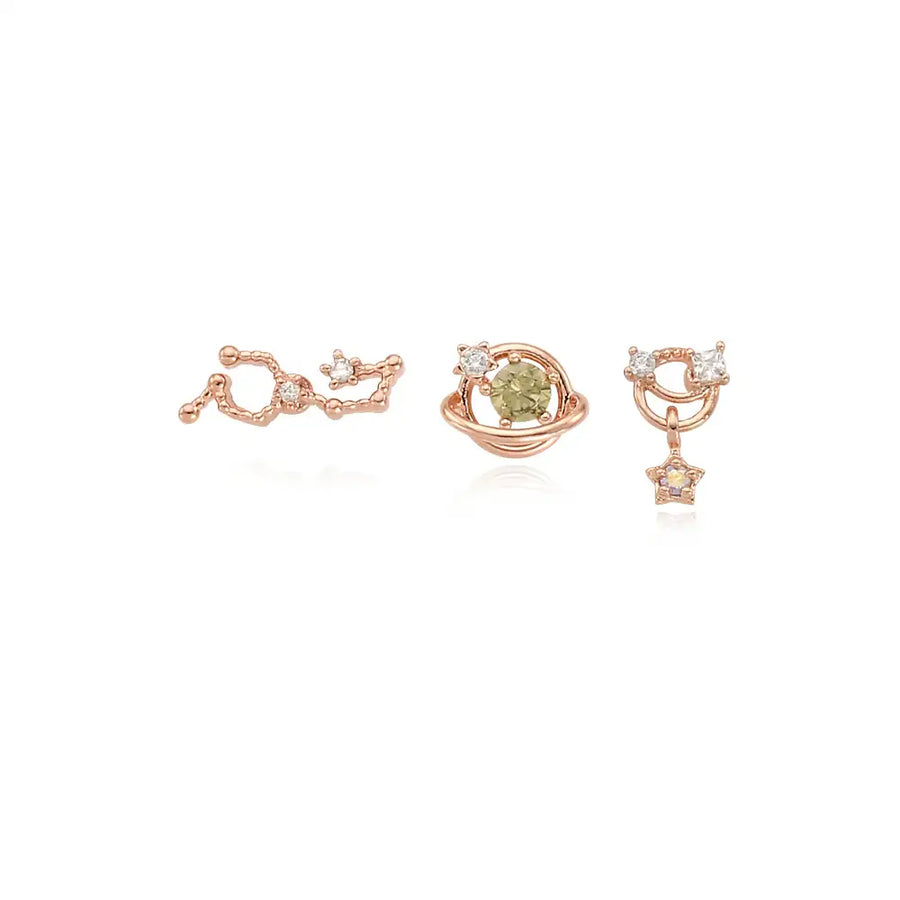OST - August Peridot Rose Gold Ear Piercing Set - OST - Jewelry - Harumio