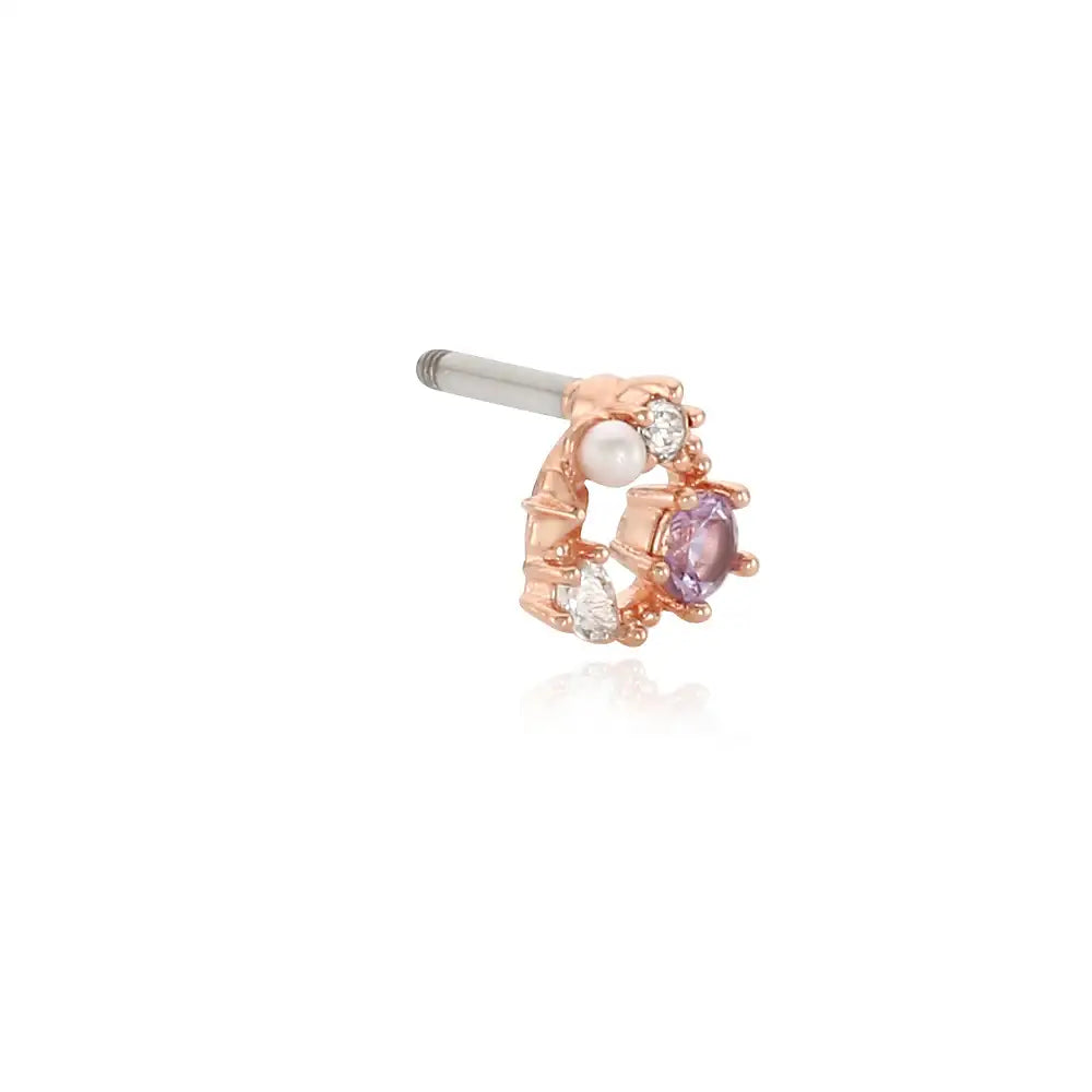 OST - February Amethyst Rose Gold Ear Pierce - OST - Jewelry - Harumio