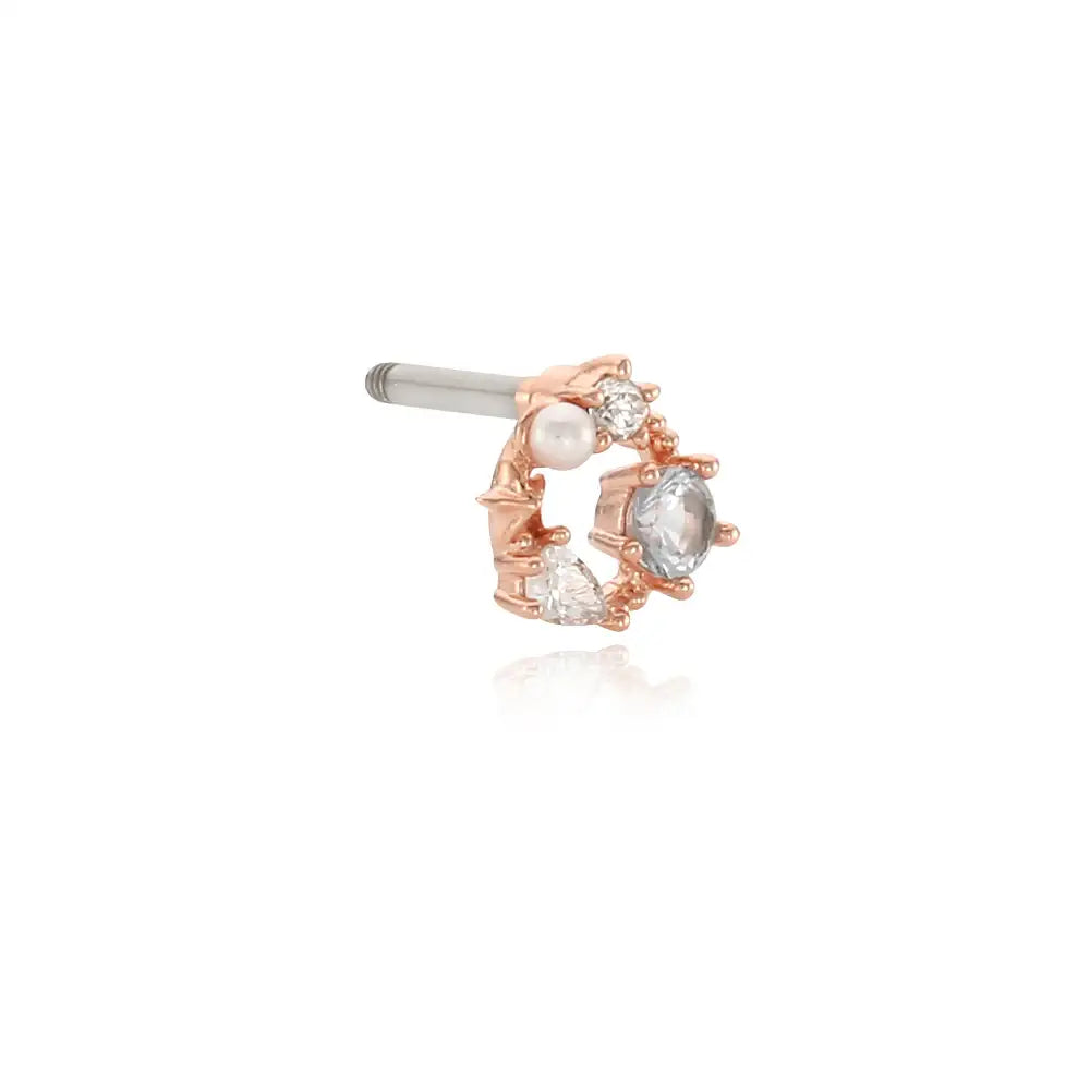 OST - March Aquamarine Rose Gold Ear Pierce