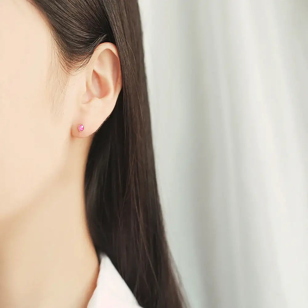 OST - Flower Pink Rose Gold Ear Pierce - OST - Jewelry - Harumio