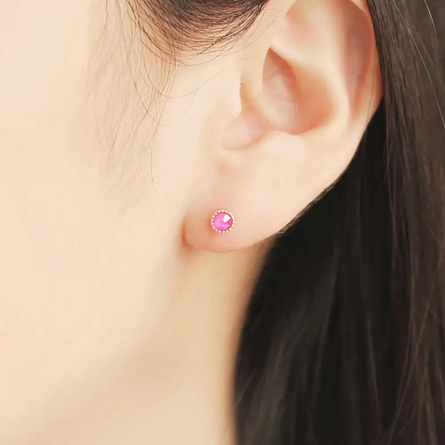 OST - Flower Pink Rose Gold Ear Pierce - OST - Jewelry - Harumio