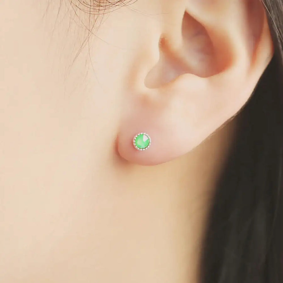 OST - Cooling Green Silver Ear Pierce - OST - Jewelry - Harumio