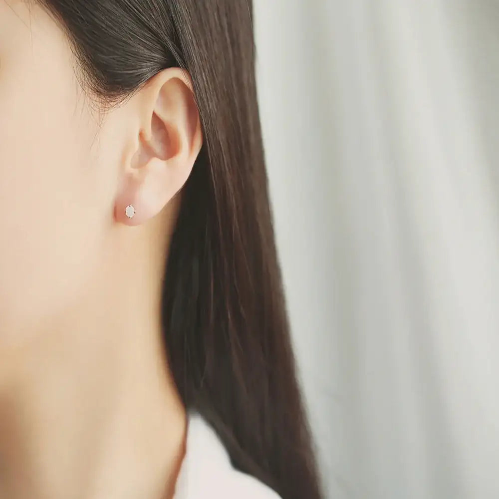 OST - Simple White Cubic Rose Gold Ear Pierce - OST - Jewelry - Harumio