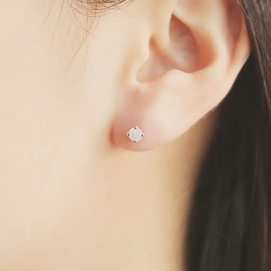 OST - Simple White Cubic Rose Gold Ear Pierce - OST - Jewelry - Harumio