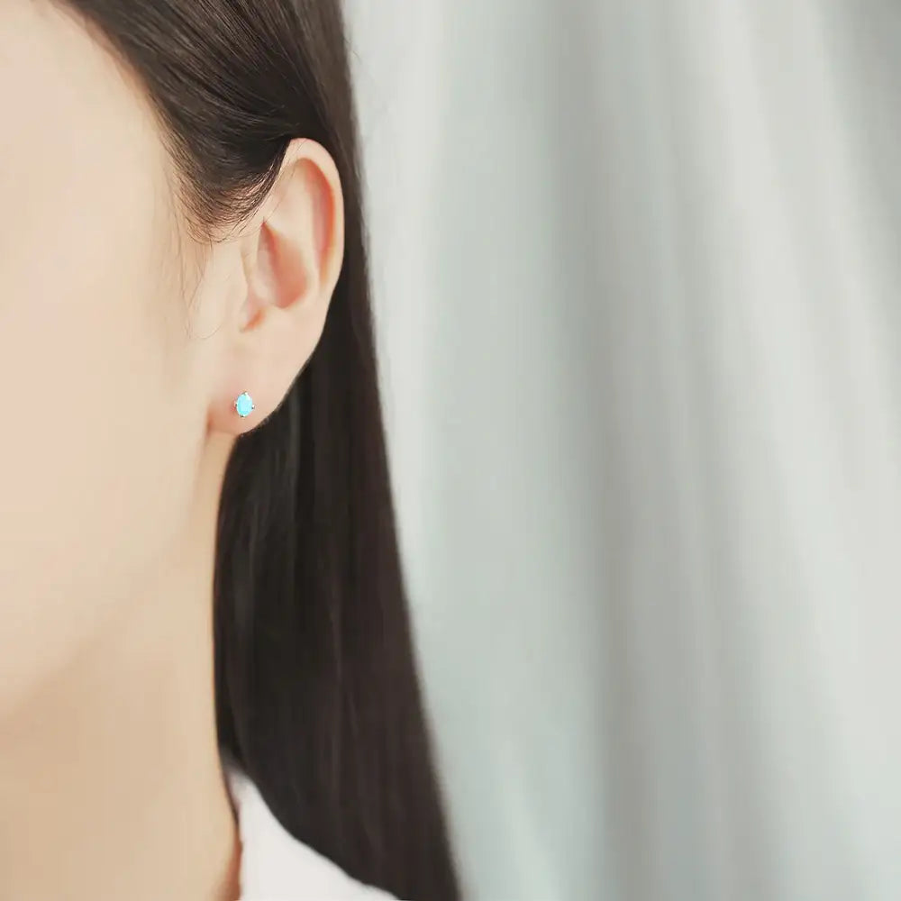 OST - Sky Blue Cubic Silver Ear Pierce - OST - Jewelry - Harumio