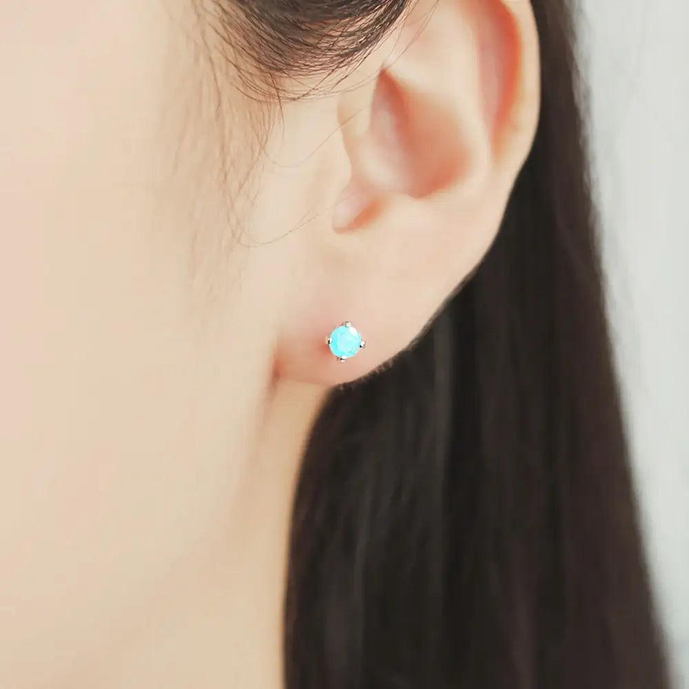 OST - Sky Blue Cubic Silver Ear Pierce - OST - Jewelry - Harumio