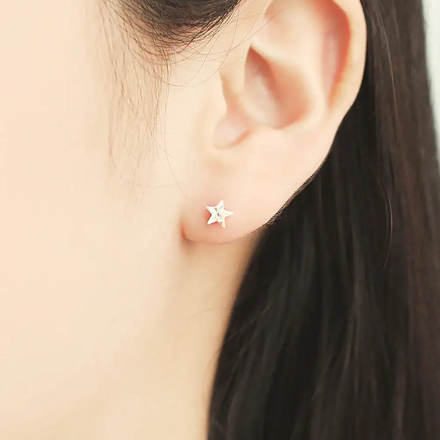 OST - Star Cubic Silver Ear Pierce - OST - Jewelry - Harumio