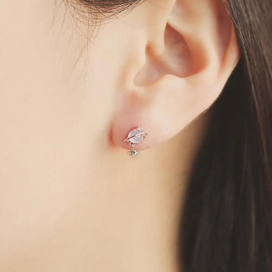 OST - Space Planet Rose Gold Ear Pierce - OST - Jewelry - Harumio