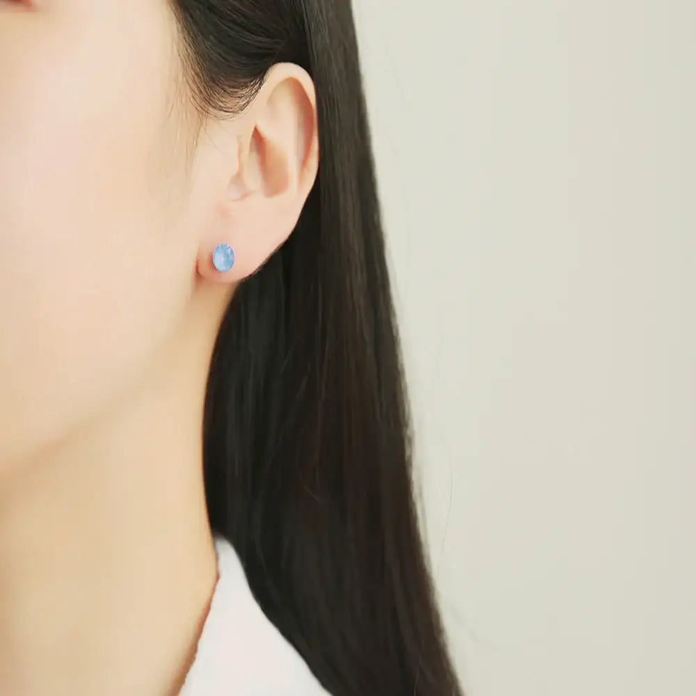 OST - Deep Blue Cubic Silver Ear Pierce - OST - Jewelry - Harumio