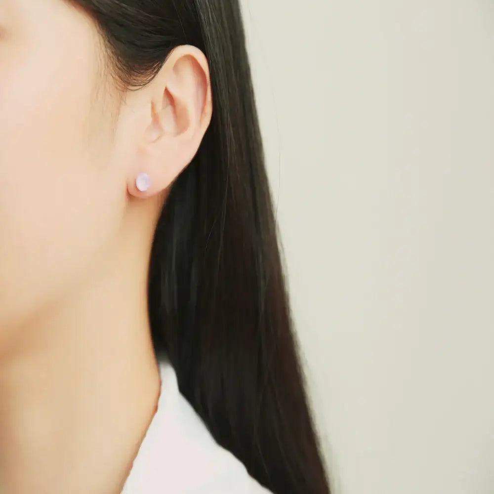 OST - Pastel Violet Round Silver Ear Pierce - OST - Jewelry - Harumio