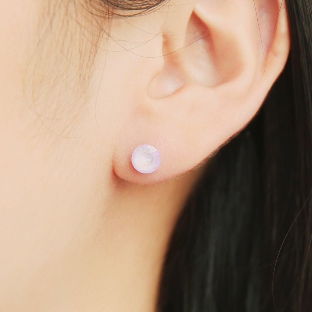 OST - Pastel Violet Round Silver Ear Pierce