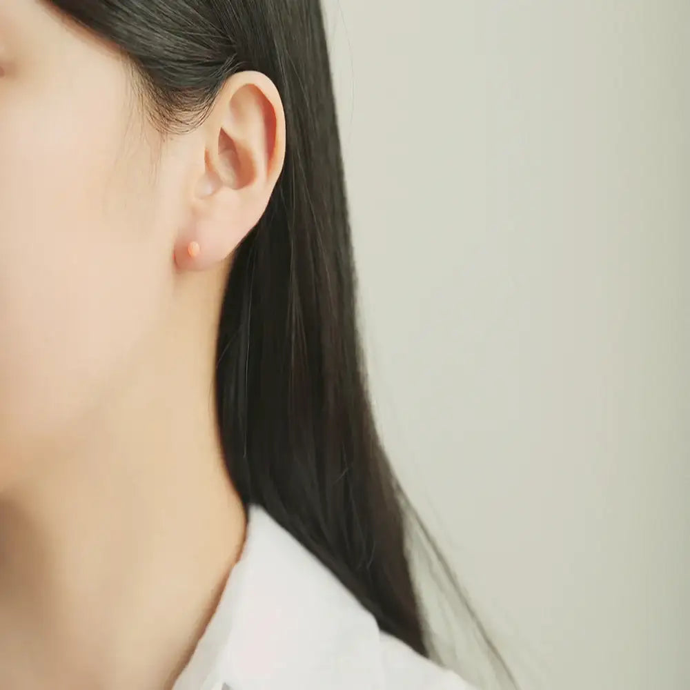 OST - Fluorescent Orange Round Silver Ear Pierce - OST - Jewelry - Harumio