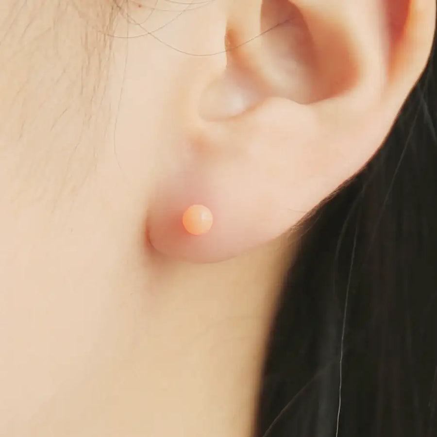 OST - Fluorescent Orange Round Silver Ear Pierce - OST - Jewelry - Harumio