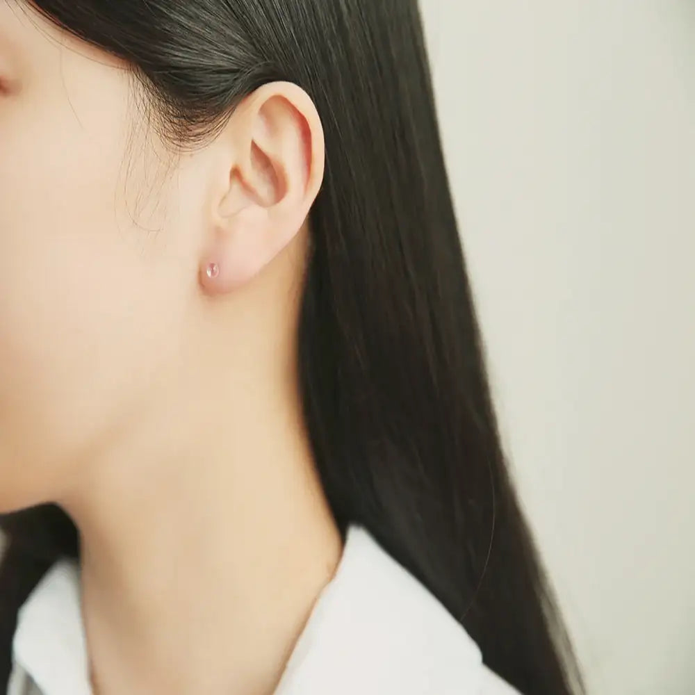 OST - Transparent Non-Pearl Round Silver Ear Pierce - OST - Jewelry - Harumio