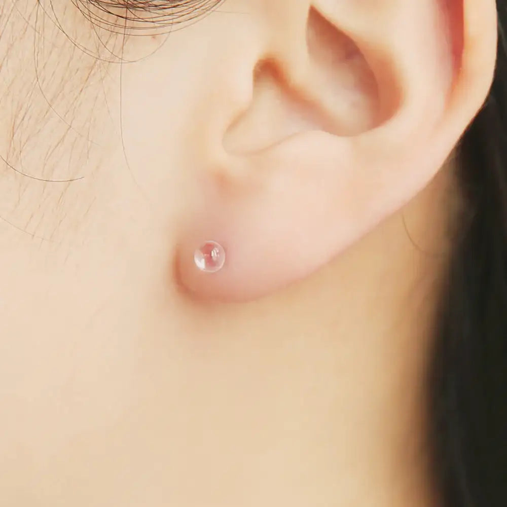OST - Transparent Non-Pearl Round Silver Ear Pierce - OST - Jewelry - Harumio