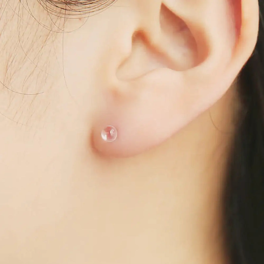 OST - Transparent Non-Pearl Round Silver Ear Pierce - OST - Jewelry - Harumio