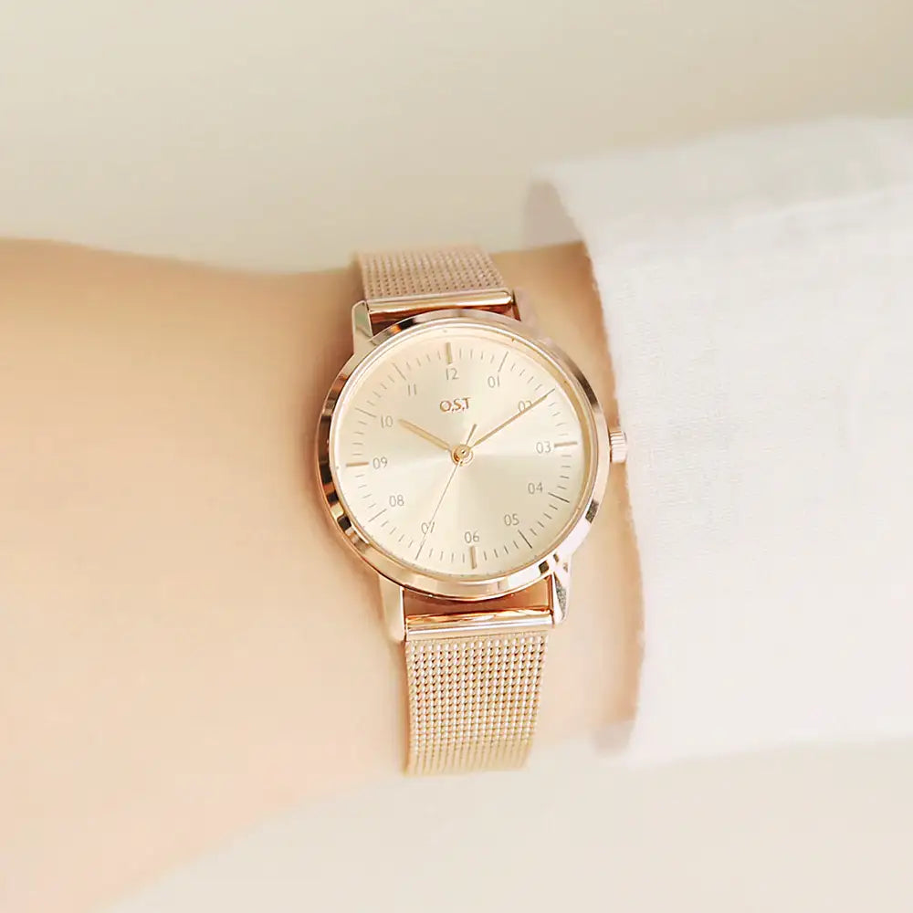 OST - Unisex Index Rose Gold Mesh Watch - OST - Watch - Harumio