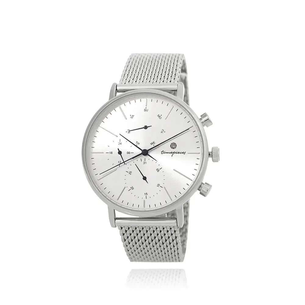 OST - Case Inside Point Silver Men's Mesh Watch