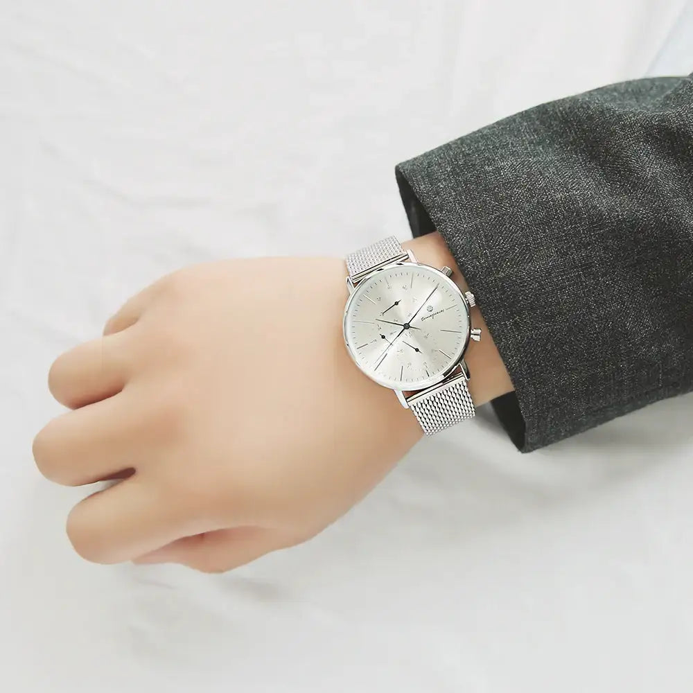 OST - Case Inside Point Silver Men's Mesh Watch - OST - Watch - Harumio