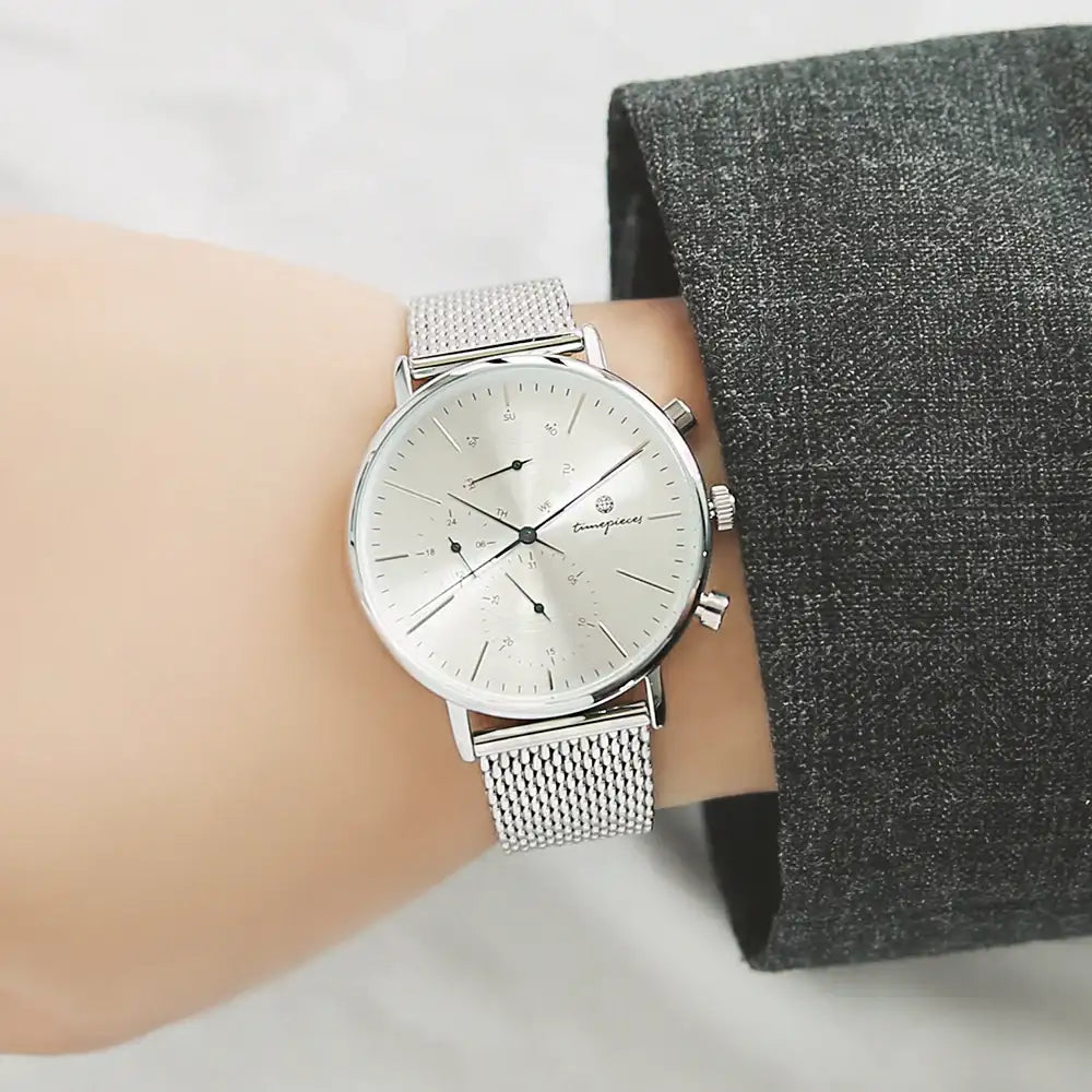 OST - Case Inside Point Silver Men's Mesh Watch - OST - Watch - Harumio