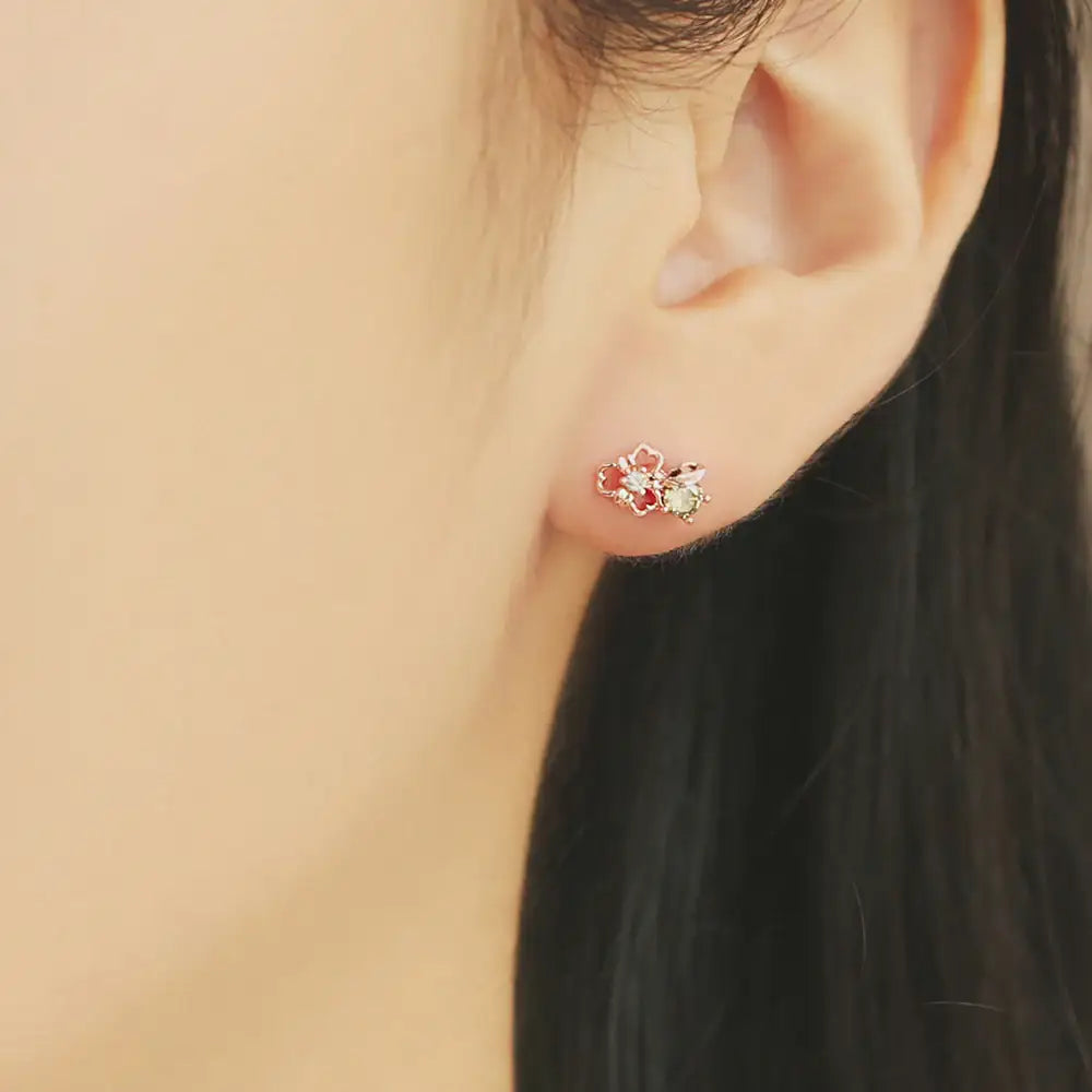 OST - Shamrock Peridot Rose Gold Ear Piercing Set - OST - Jewelry - Harumio