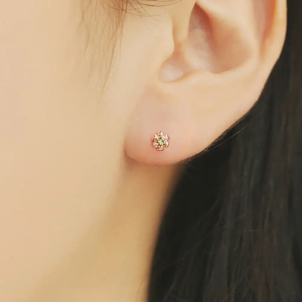 OST - Shamrock Peridot Rose Gold Ear Piercing Set - OST - Jewelry - Harumio
