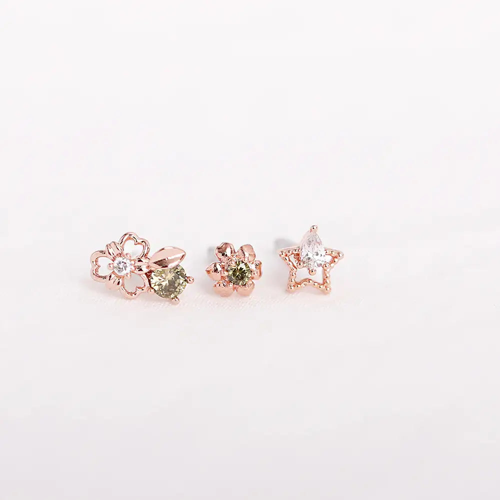 OST - Shamrock Peridot Rose Gold Ear Piercing Set - OST - Jewelry - Harumio