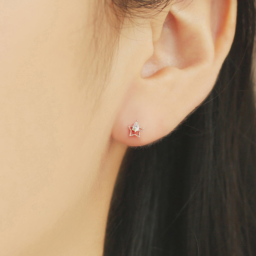 OST - Clematis Sapphire Rose Gold Ear Piercing Set