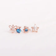 OST - Clematis Sapphire Rose Gold Ear Piercing Set - OST - Jewelry - Harumio