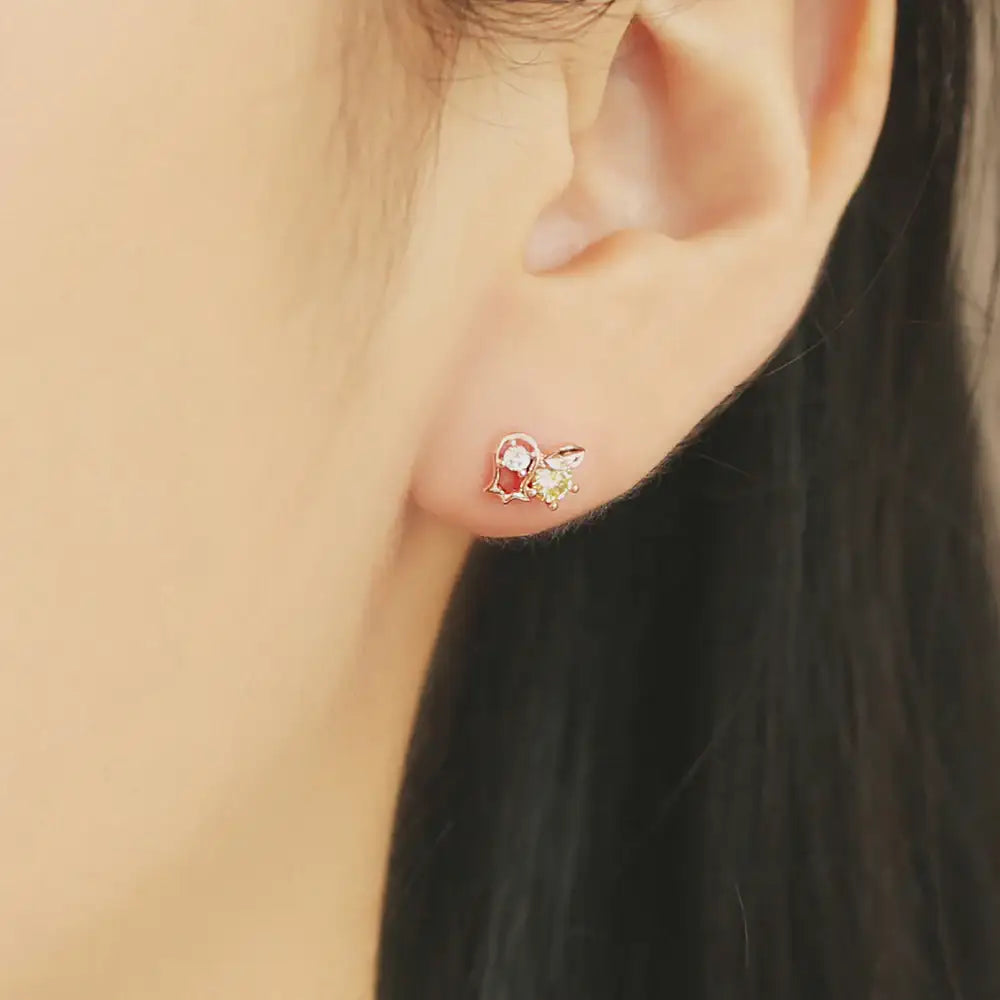 OST - November Bellflower Citrine Rose Gold Ear Piercing Set - OST - Jewelry - Harumio