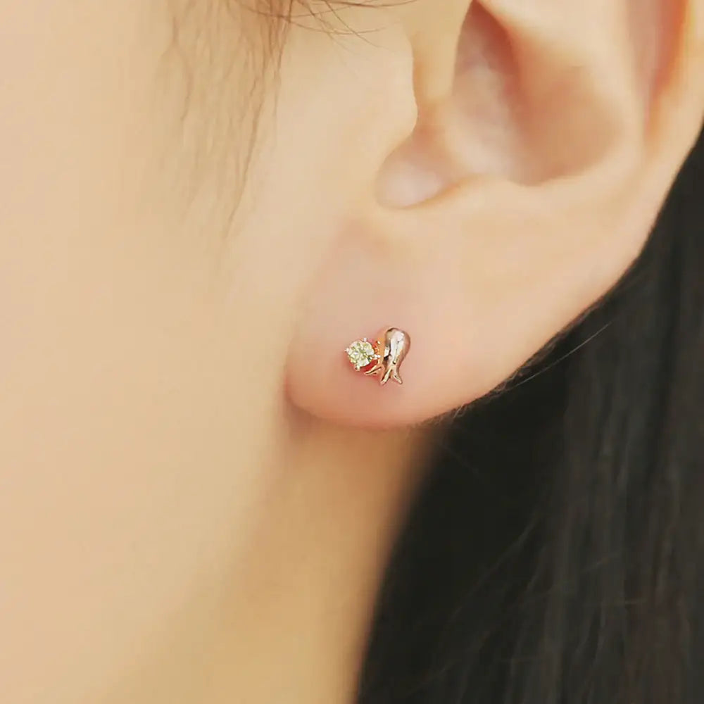 OST - November Bellflower Citrine Rose Gold Ear Piercing Set - OST - Jewelry - Harumio