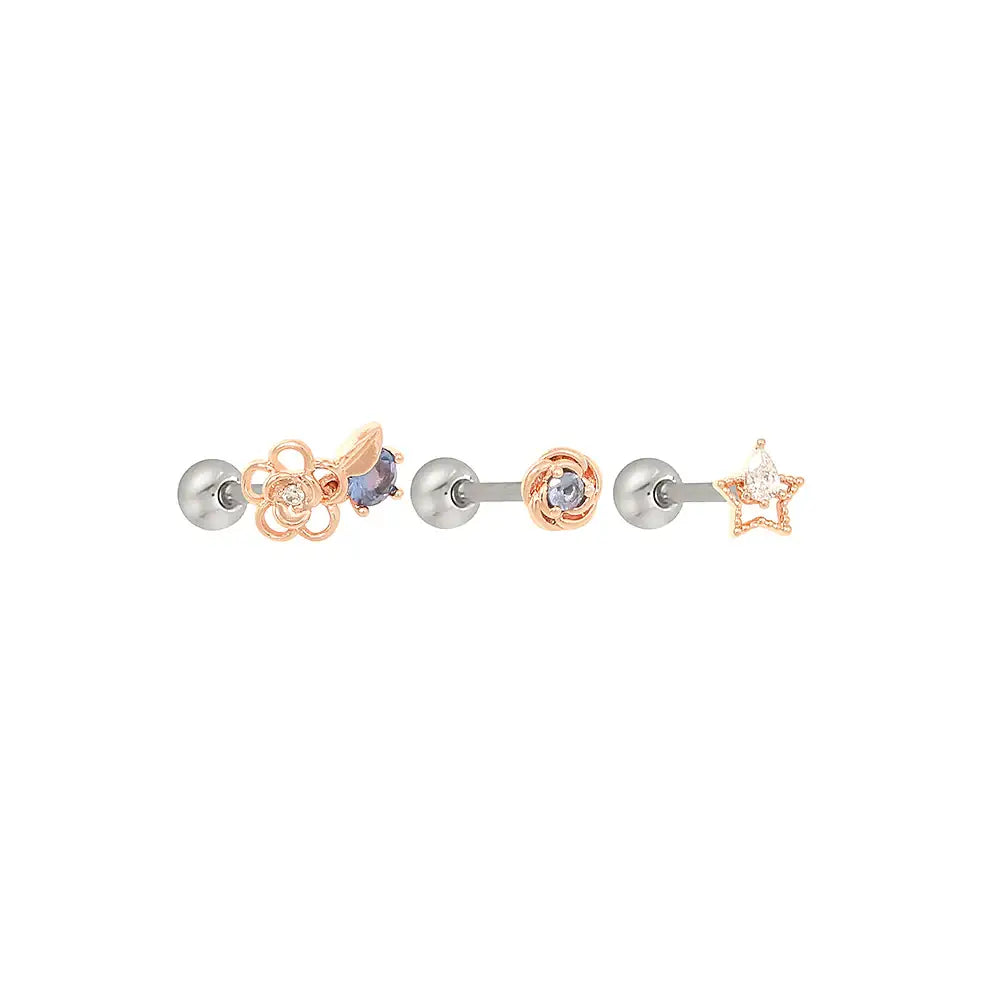 OST - December Camellia Tanzanite Rose Gold Piercing Set - OST - Jewelry - Harumio