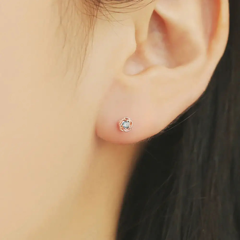 OST - December Camellia Tanzanite Rose Gold Piercing Set - OST - Jewelry - Harumio