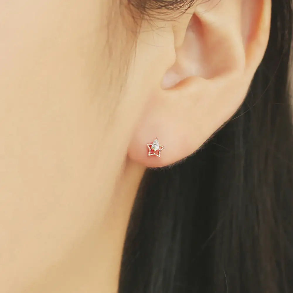 OST - December Camellia Tanzanite Rose Gold Piercing Set - OST - Jewelry - Harumio
