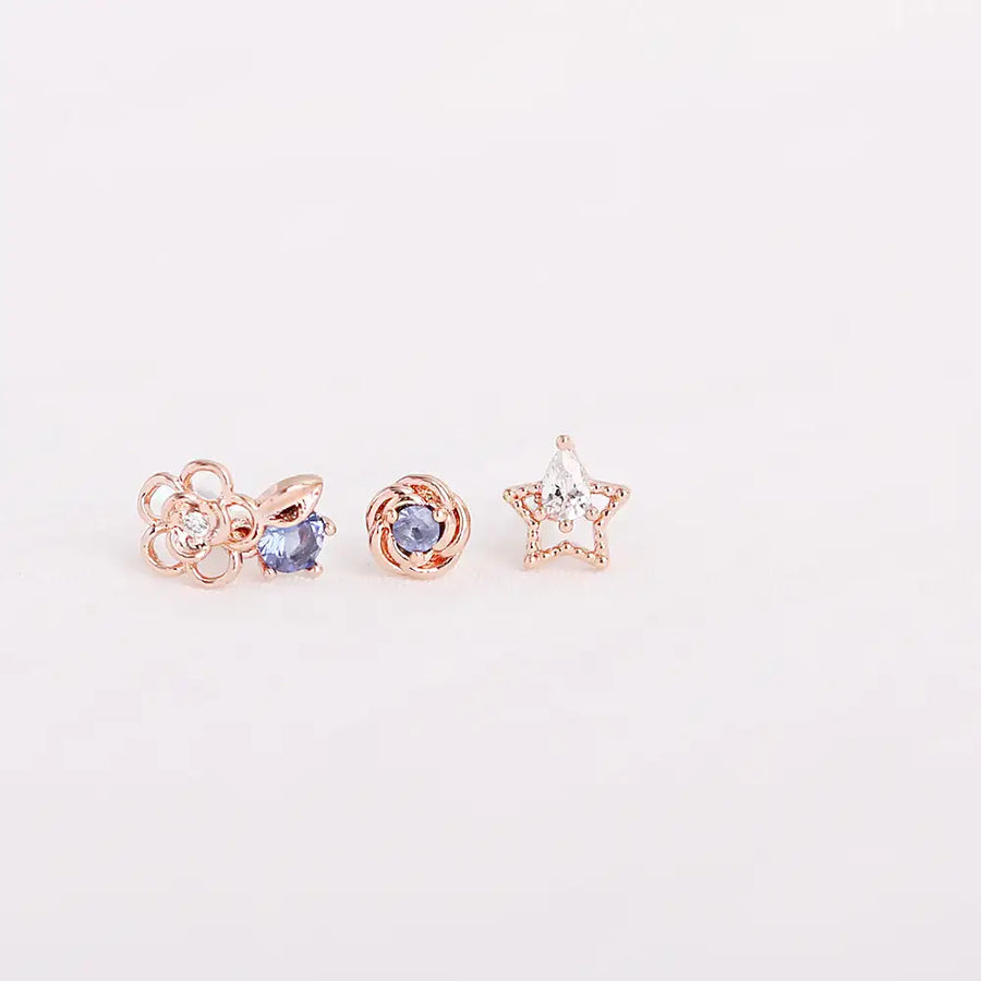 OST - December Camellia Tanzanite Rose Gold Piercing Set - OST - Jewelry - Harumio
