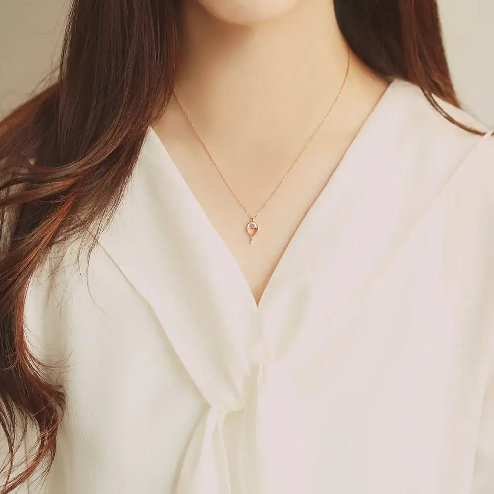 OST - Half Moon Cubic Drop Necklace - OST - Jewelry - Harumio