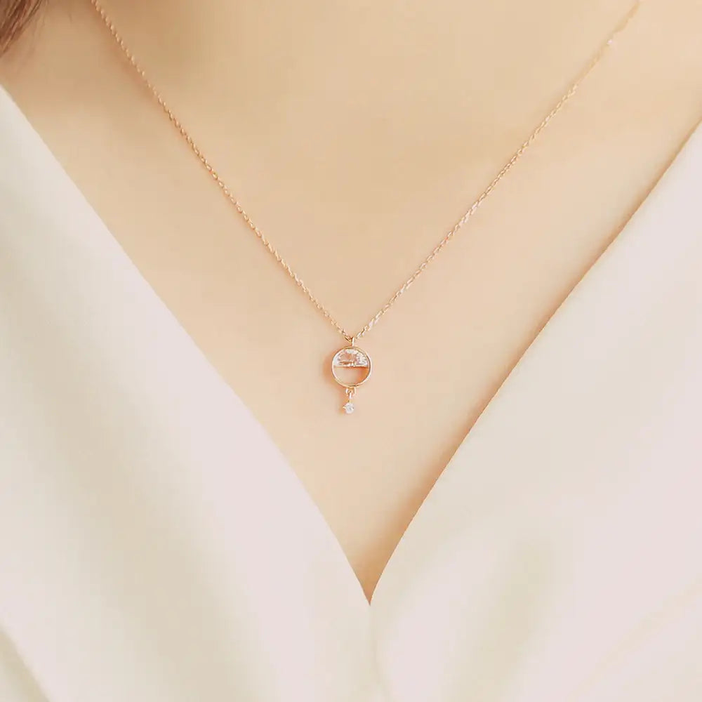 OST - Half Moon Cubic Drop Necklace - OST - Jewelry - Harumio