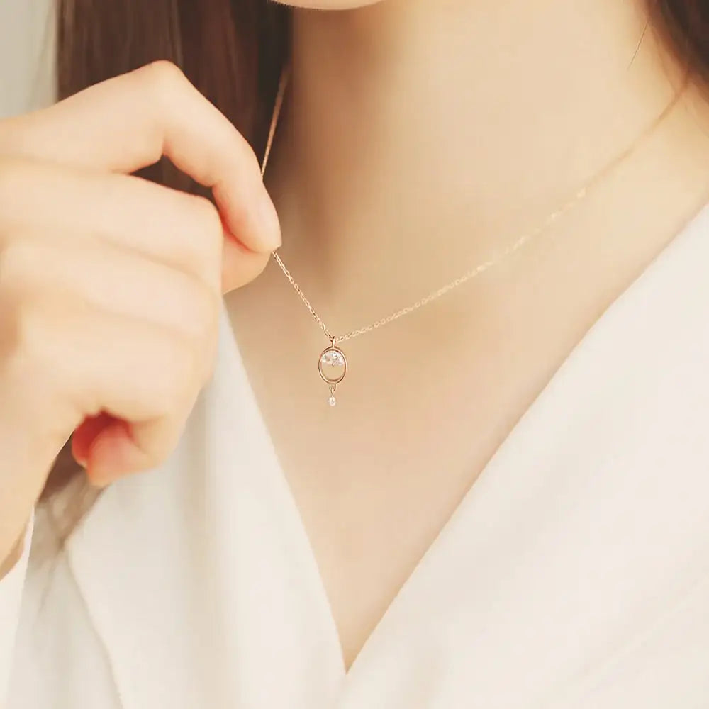 OST - Half Moon Cubic Drop Necklace - OST - Jewelry - Harumio