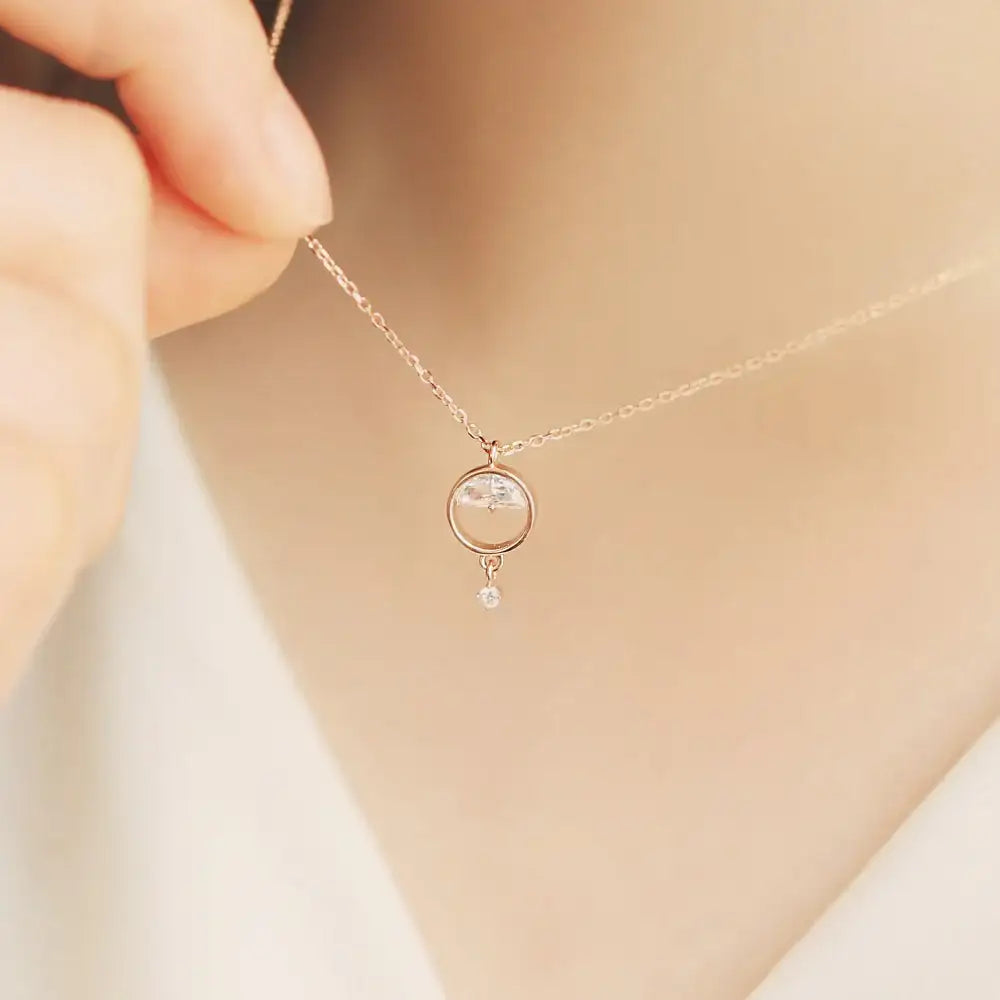 OST - Half Moon Cubic Drop Necklace - OST - Jewelry - Harumio