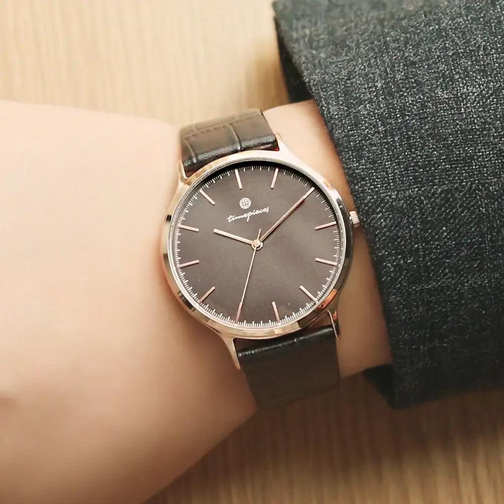 OST - Luxurious Deep Brown Men's Couple Leather Watch - OST - Watch - Harumio