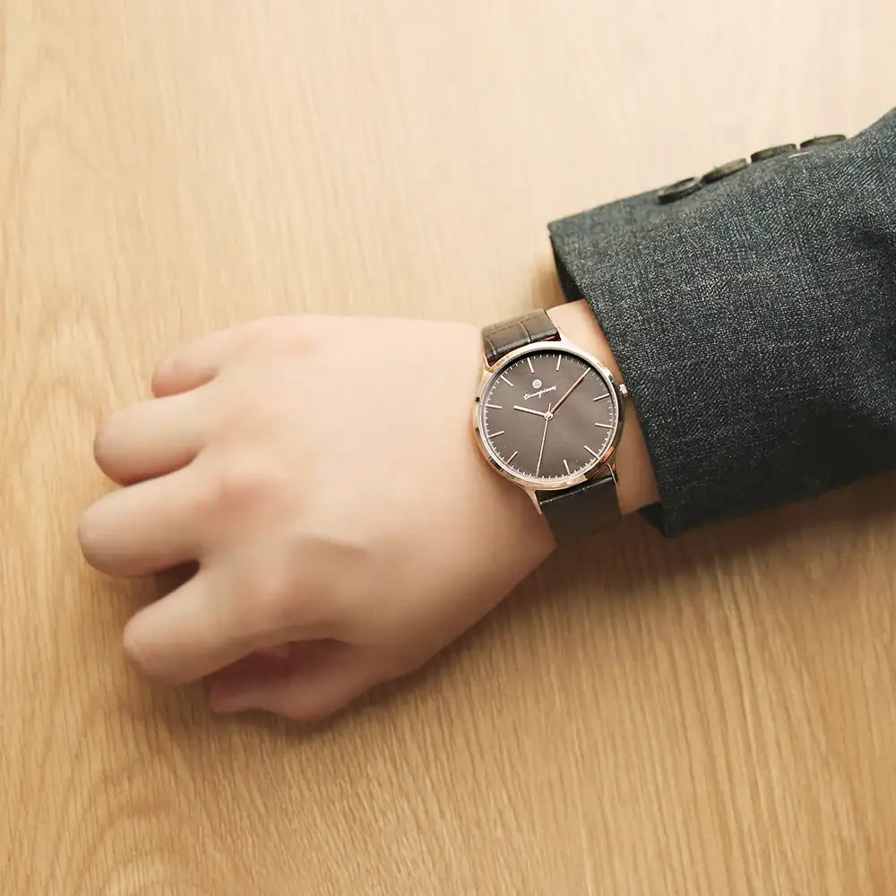 OST - Luxurious Deep Brown Men's Couple Leather Watch - OST - Watch - Harumio